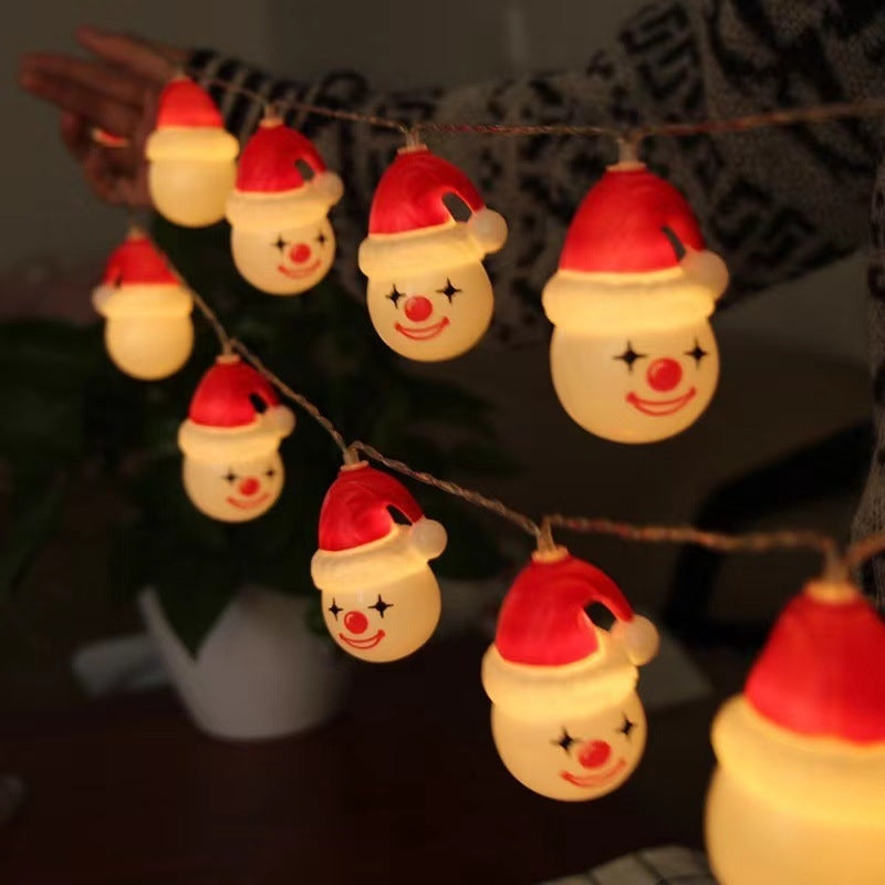 Snowman Christmas String Lights — Warm White, Battery or USB
