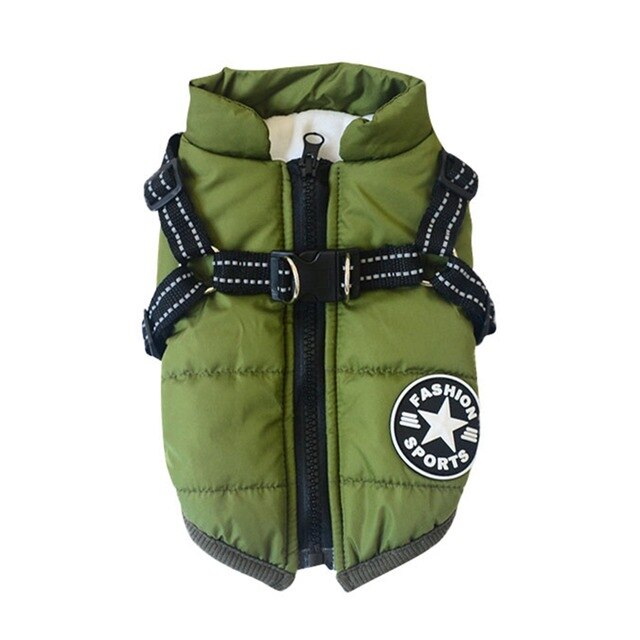 Padded Winter Dog Vest with Adjustable Harness