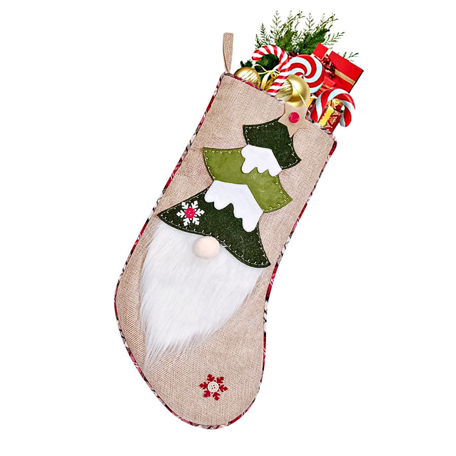 3D Faceless Elf Christmas Stocking — Red or Linen