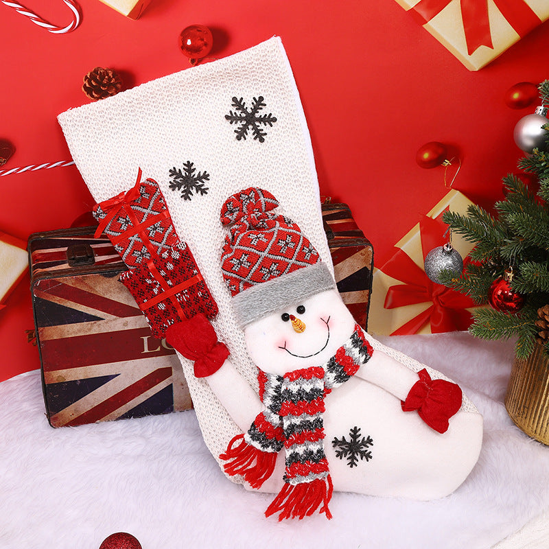 Christmas Stocking Gift Bag — Santa, Deer & Snowman