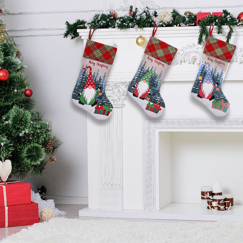 Faceless Christmas Character Gift Bag — Red, Green or Grey Hat