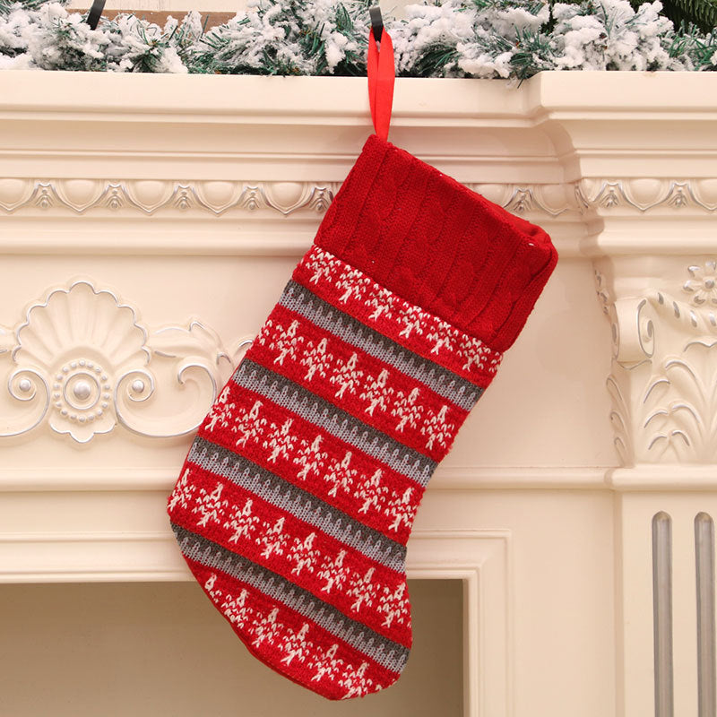 Knitted Christmas Stocking — Striped, Deer & Tree Designs