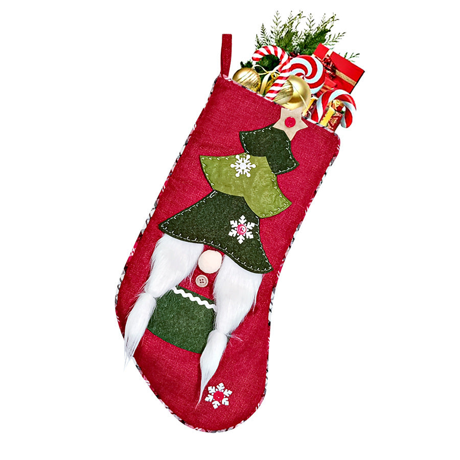 3D Faceless Elf Christmas Stocking — Red or Linen