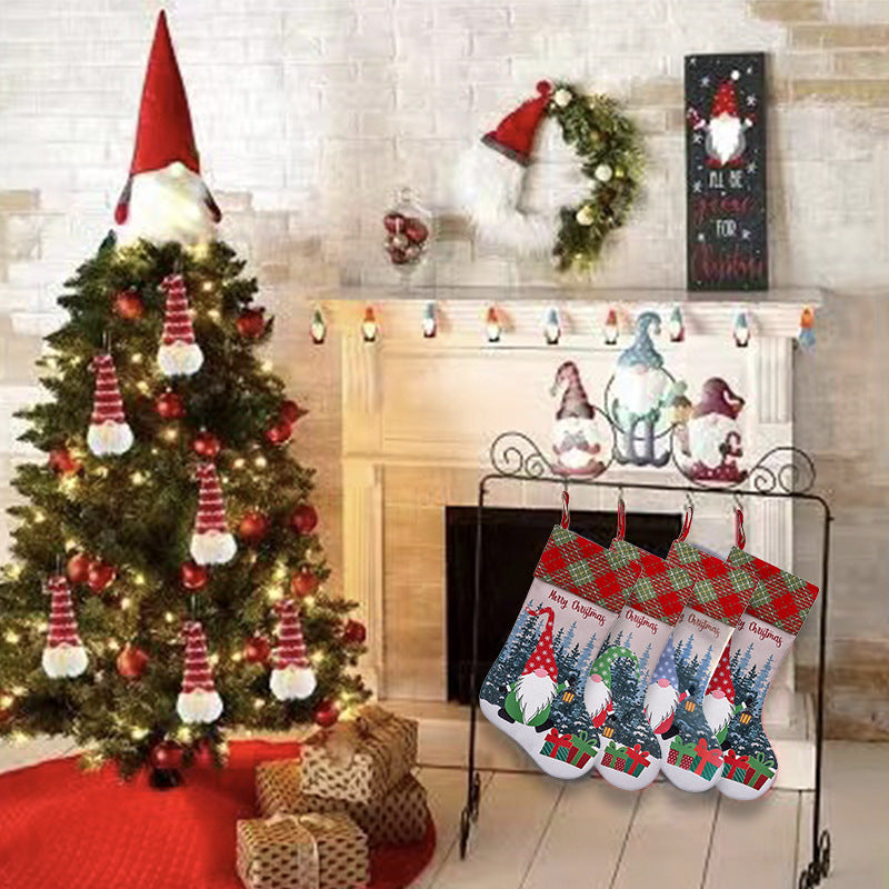 Faceless Christmas Character Gift Bag — Red, Green or Grey Hat