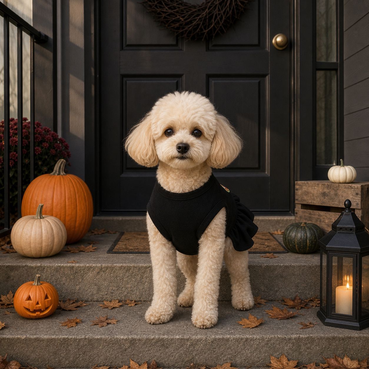 Pet Halloween Vest Dress for Cats and Dogs, Pumpkin Costume for Pomeranian