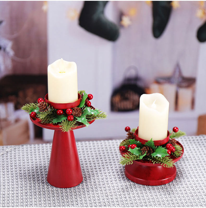 Wrought-Iron Christmas Candle Holder — Flower Wreath