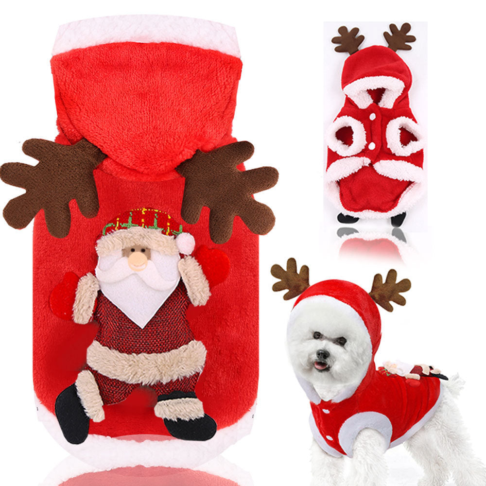 Pet Christmas clothing flannel autumn and winter warm pet dog cat clothing reindeer clothing Christmas