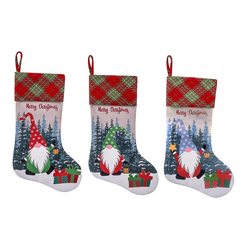 Faceless Christmas Character Gift Bag — Red, Green or Grey Hat
