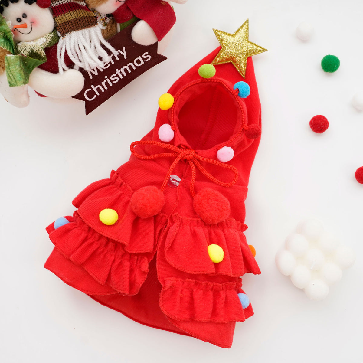 Christmas Dog Cloak – Red or Green, S–L