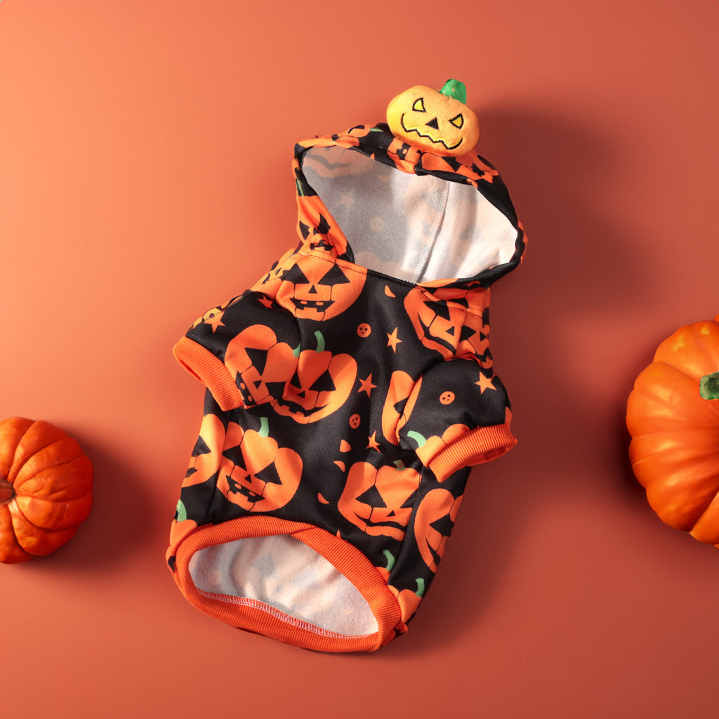 Halloween Pumpkin Hoodie Sweatshirt for Small Dogs & Cats