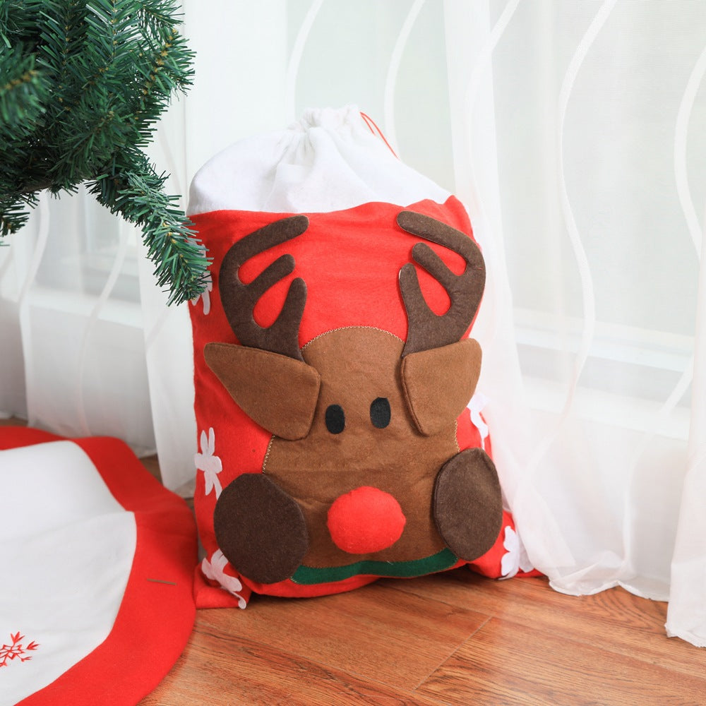 Christmas Fabric Gift Bag — Snowman or Deer, 42 × 58 cm