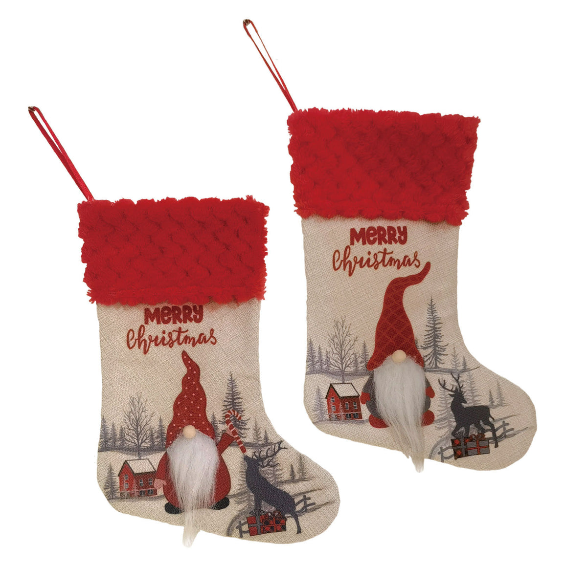 Faceless Christmas Stocking Decoration — Red Dot or Check Hat