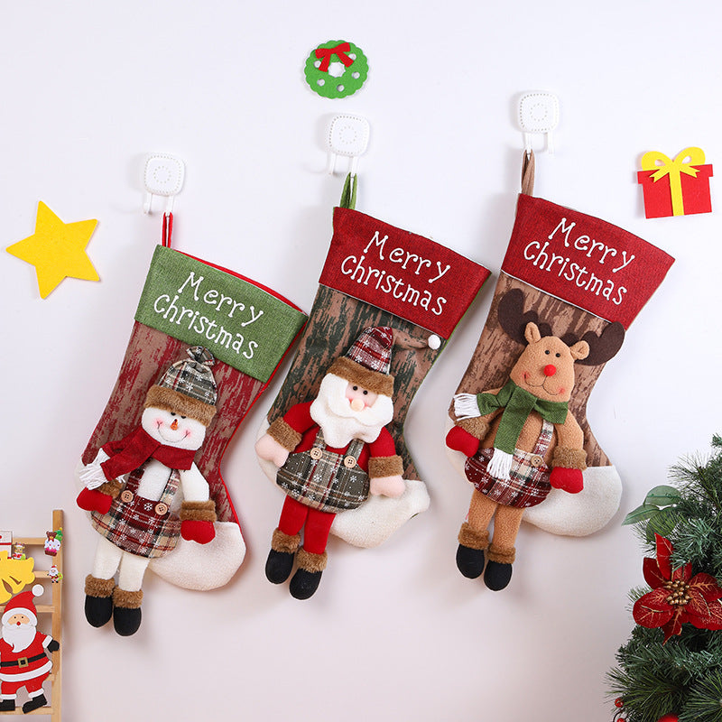 Large Christmas Stocking Gift Bag — Santa, Snowman or Deer