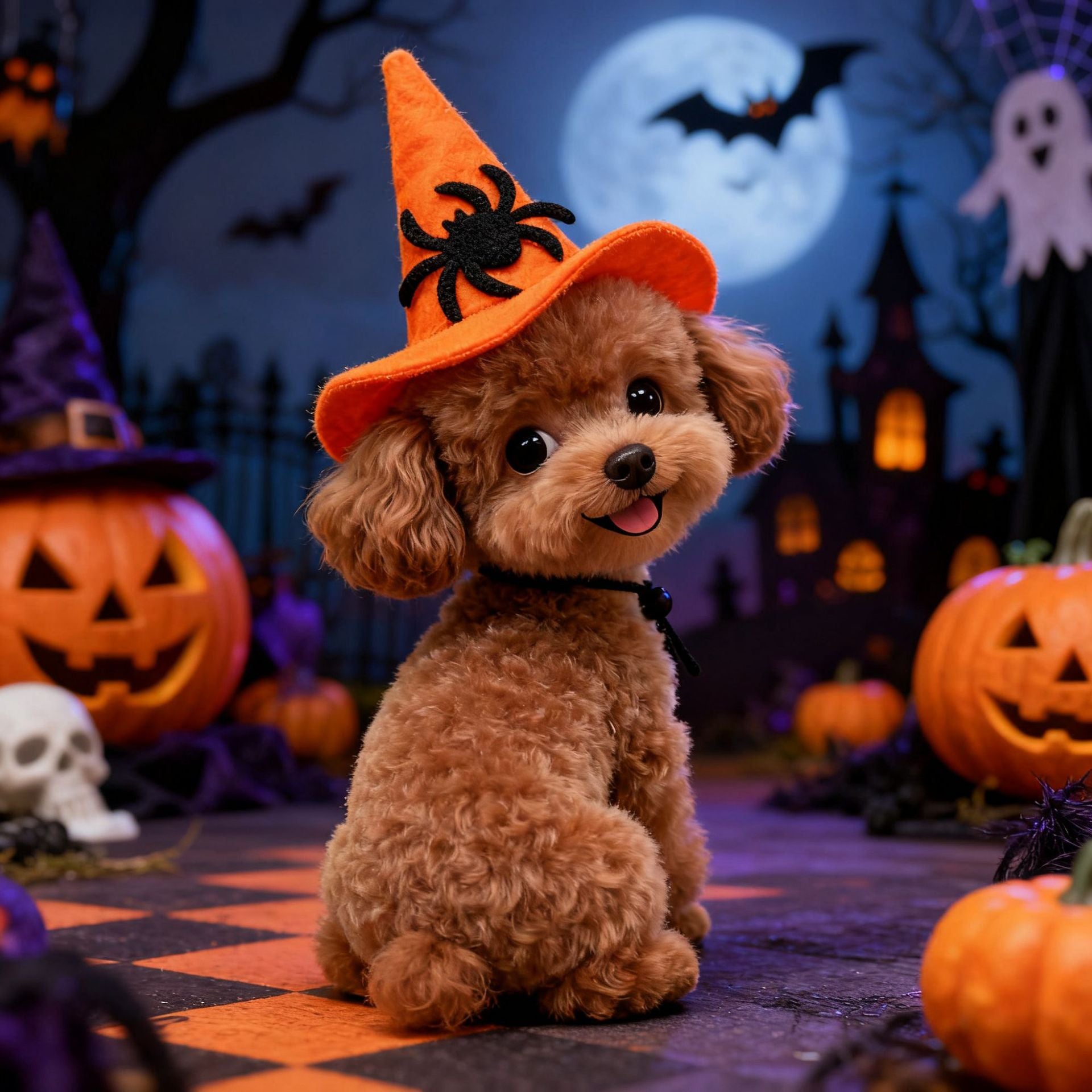 Mini Halloween Hat for Pets — Pumpkin, Bat & Spider Styles for Cats, Dogs & Rabbits