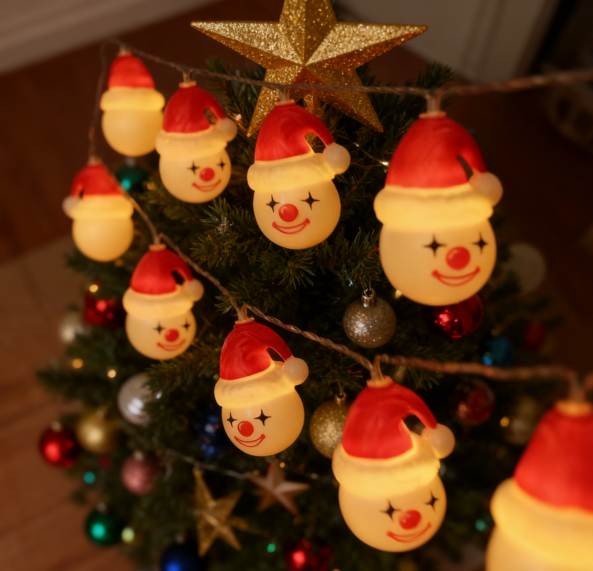 Snowman Christmas String Lights — Warm White, Battery or USB