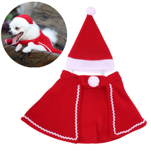 Christmas Pet Hat & Cloak Set for Cats & Small Dogs