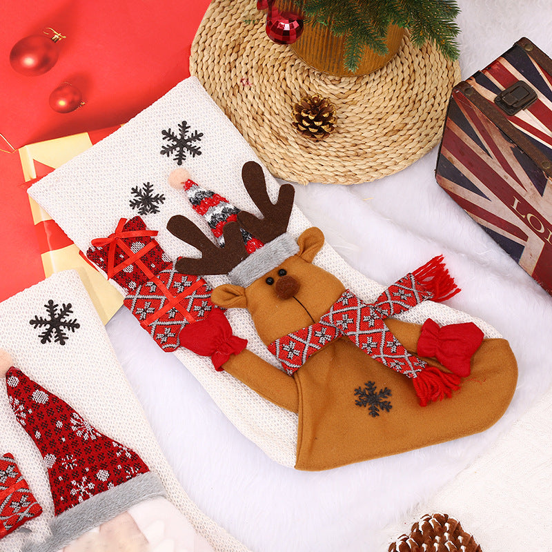 Christmas Stocking Gift Bag — Santa, Deer & Snowman