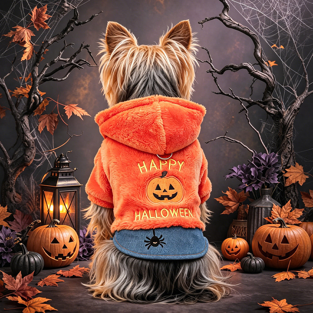 Cute Halloween Pumpkin Hoodie for Small Dogs & Cats