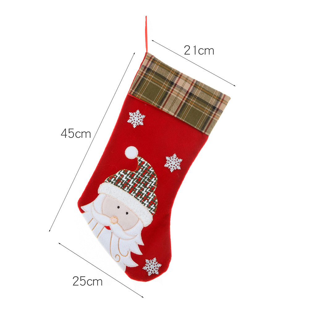 Embroidered Christmas Stocking — Santa, Snowman & Deer