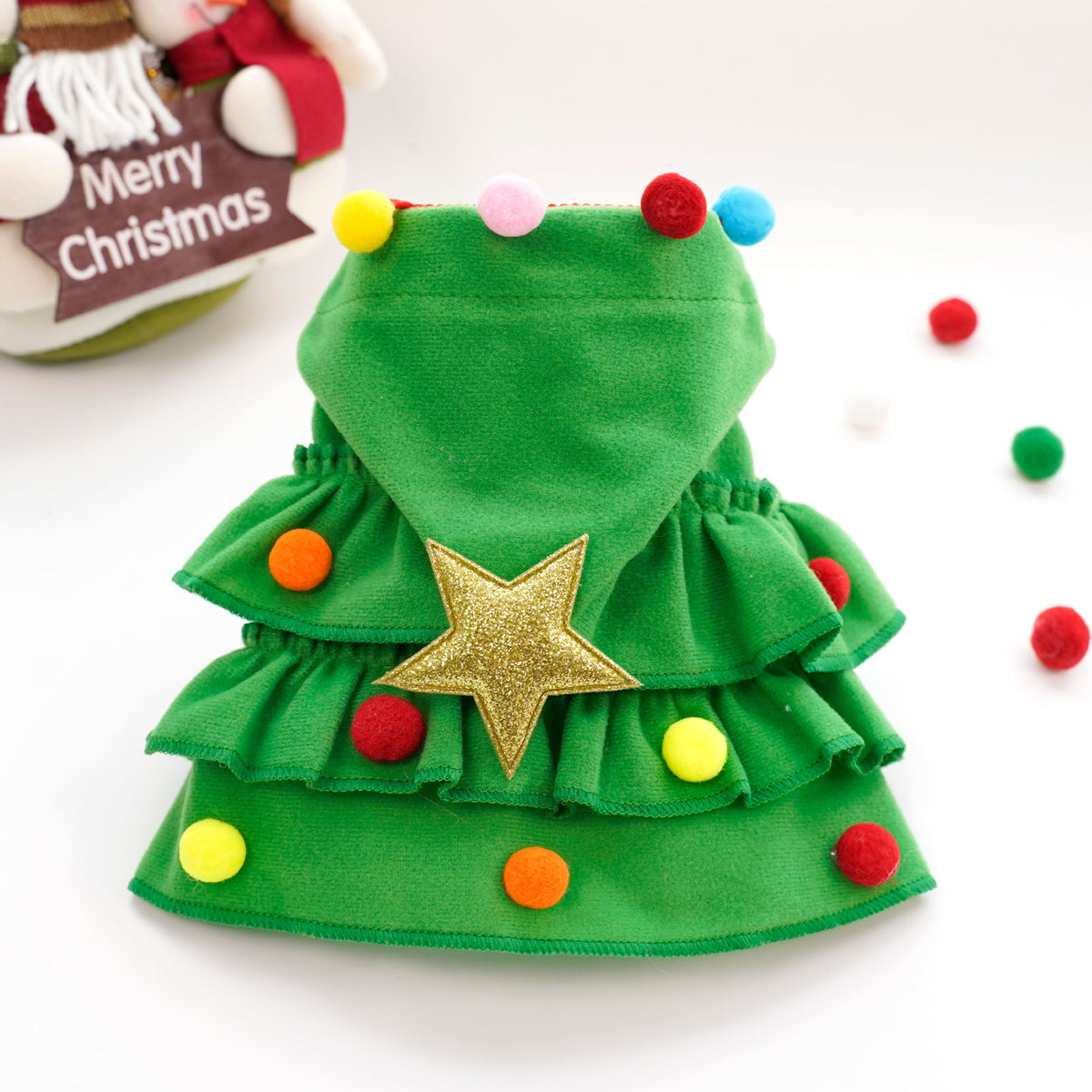 Christmas Dog Cloak – Red or Green, S–L