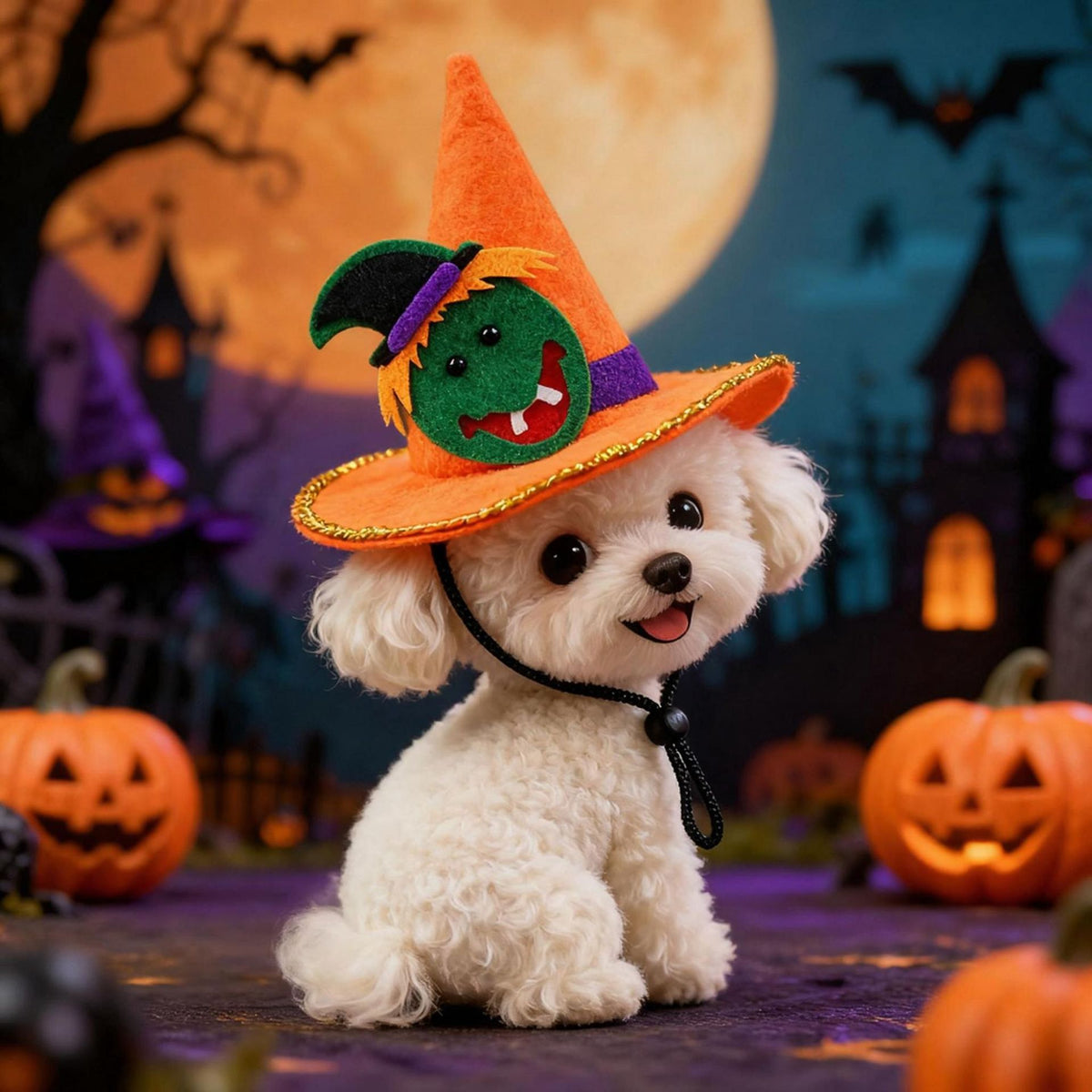 Mini Halloween Hat for Pets — Pumpkin, Bat & Spider Styles for Cats, Dogs & Rabbits