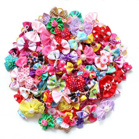 Christmas Dog Hair Bows – 10-Piece Mixed-Style Pack
