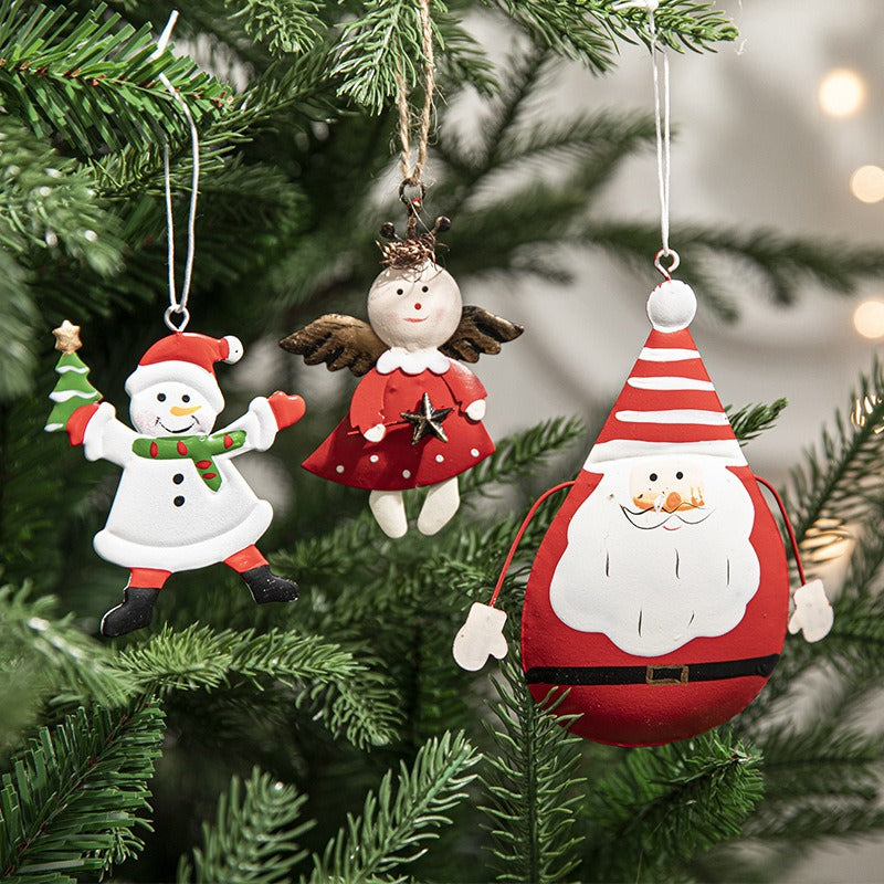 Wrought-Iron Christmas Ornaments — Snowman, Santa & Angel