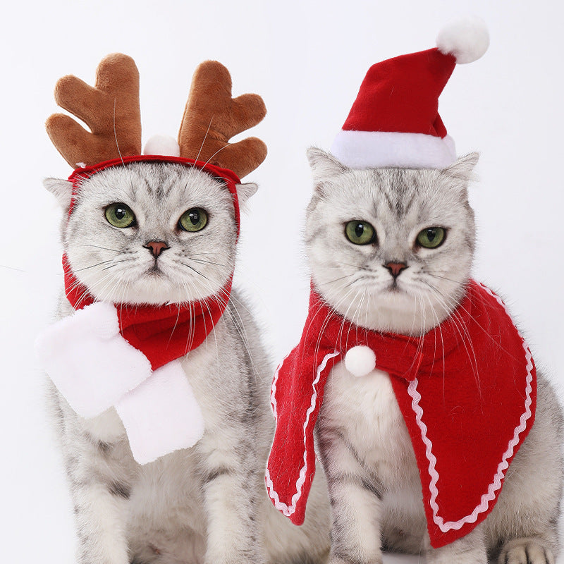 Christmas Pet Cloaks & Hat Sets for Cats and Dogs