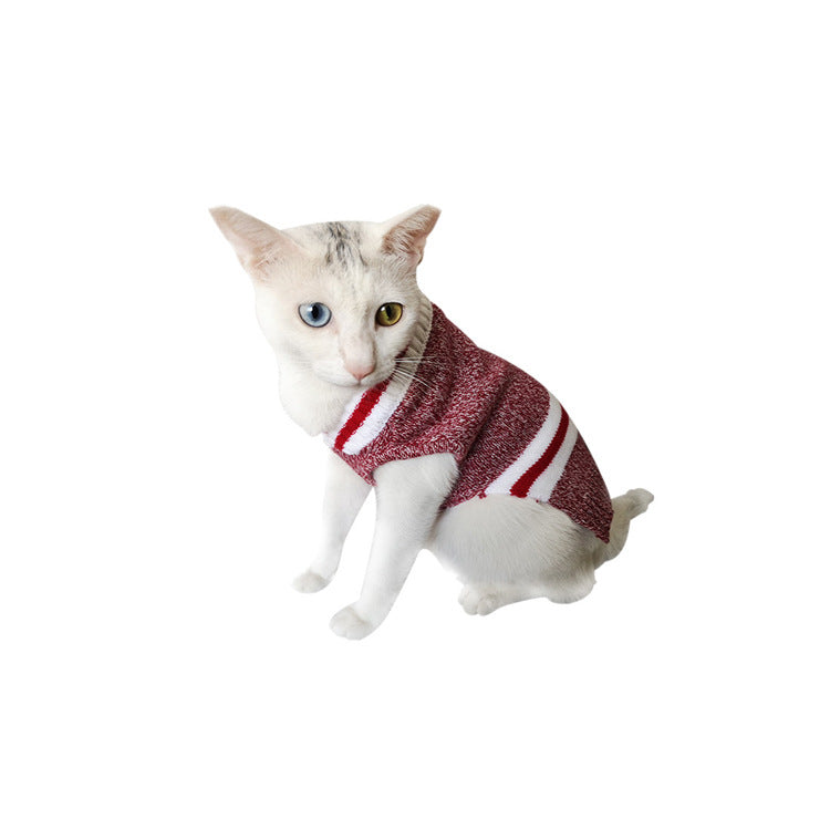 Wool-Blend V-Neck Pet Sweater for Cats & Small Dogs
