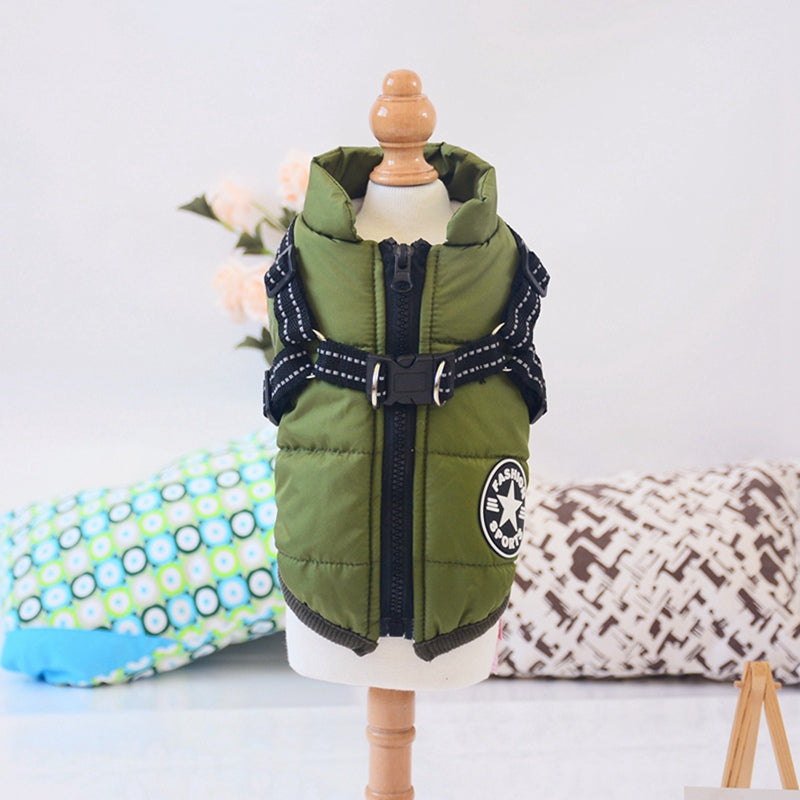 Padded Winter Dog Vest with Adjustable Harness