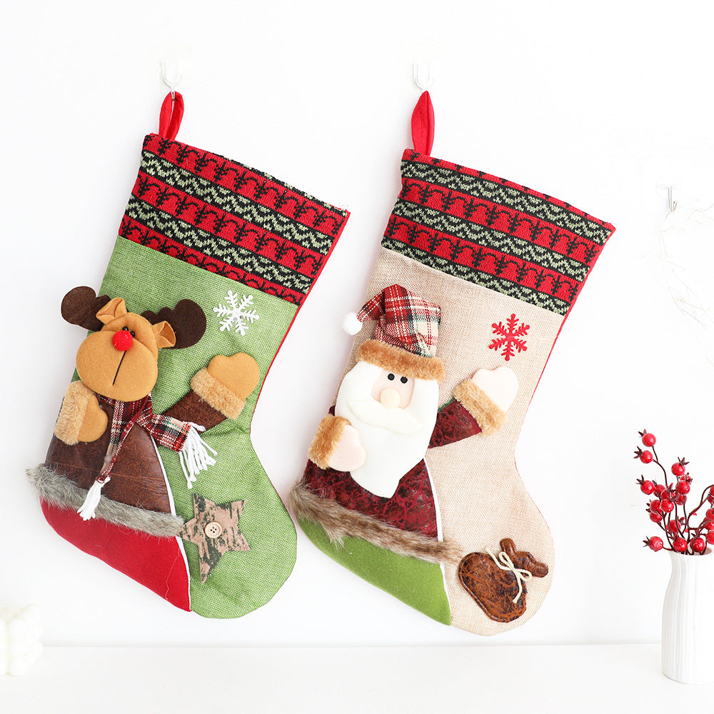 Cloth Christmas Fireplace Stocking — 5 Styles