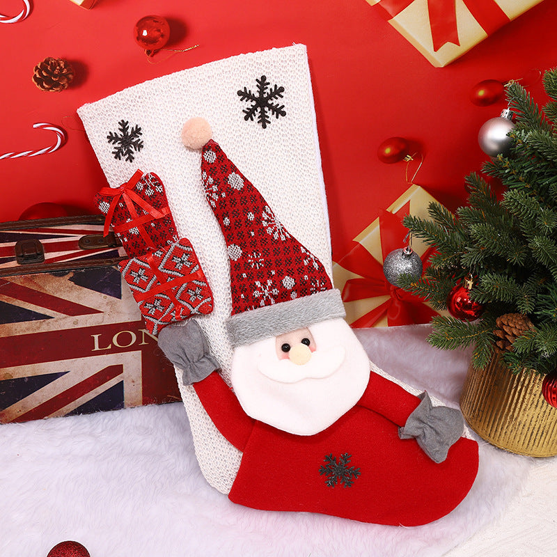 Christmas Stocking Gift Bag — Santa, Deer & Snowman