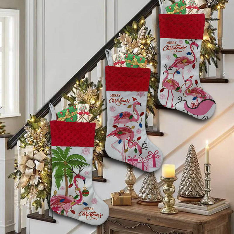 Pink Flamingo Christmas Stocking Decoration — 3 Styles