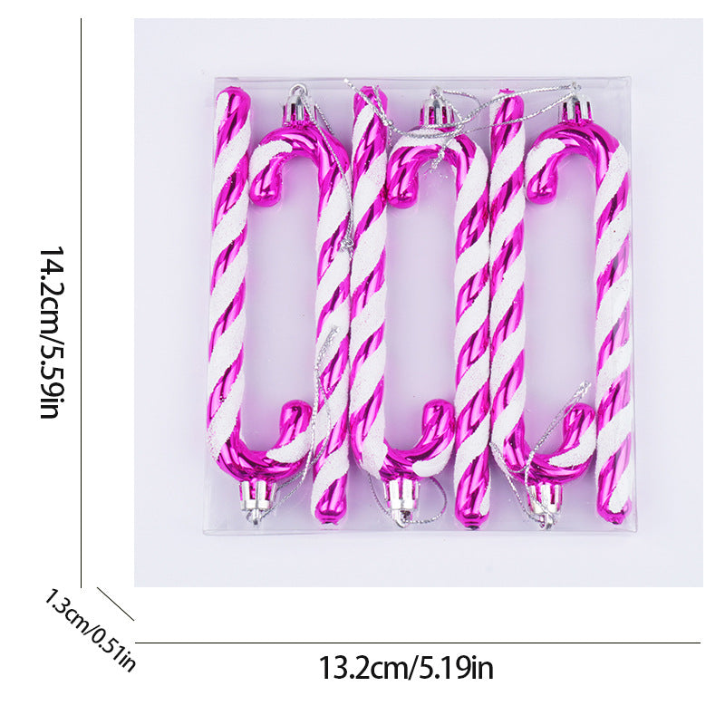 Christmas Candy Cane Ornaments — 6-Piece Set, 12 cm