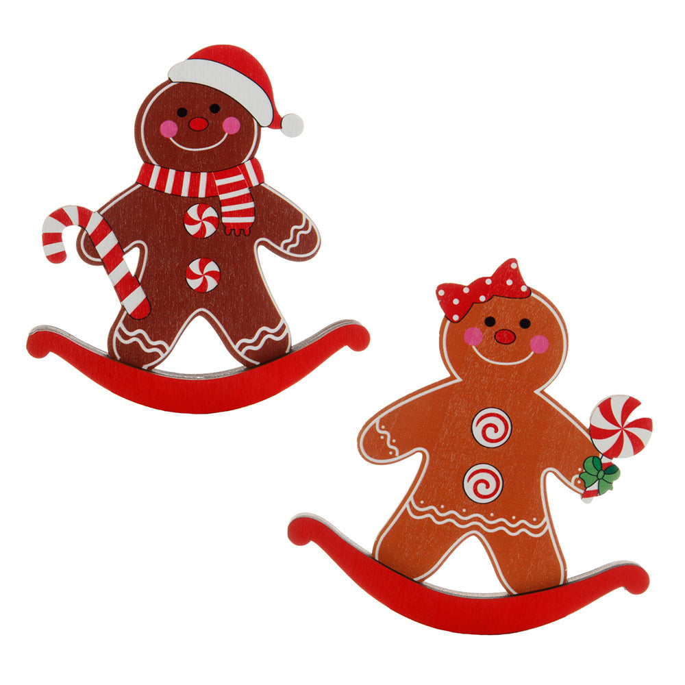 Wooden Gingerbread Christmas Tabletop Ornament — 2 Styles