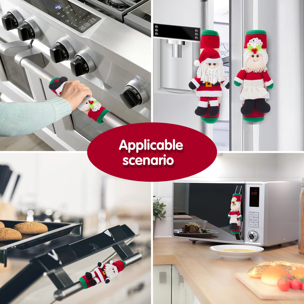 Mr. & Mrs. Claus Refrigerator Handle Decorations — Cloth Set