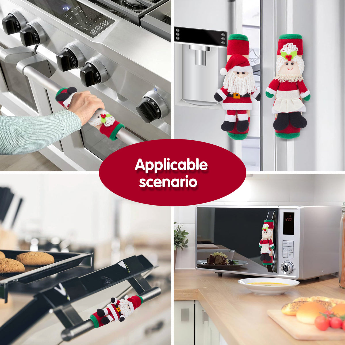 Mr. & Mrs. Claus Refrigerator Handle Decorations — Cloth Set