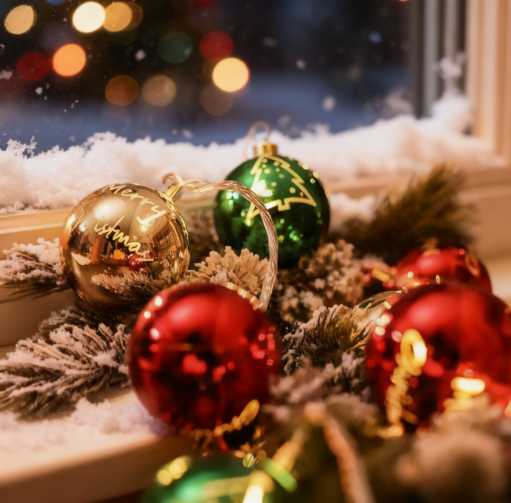 Warm White Christmas Ball String Lights — Battery or USB