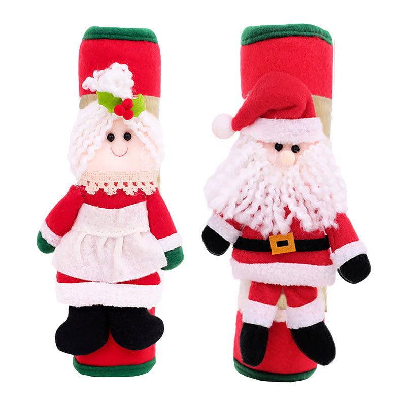 Mr. & Mrs. Claus Refrigerator Handle Decorations — Cloth Set