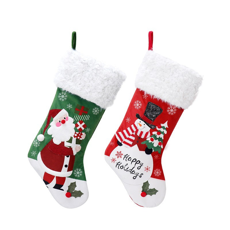 Velvet-Style Christmas Stocking — Santa or Snowman