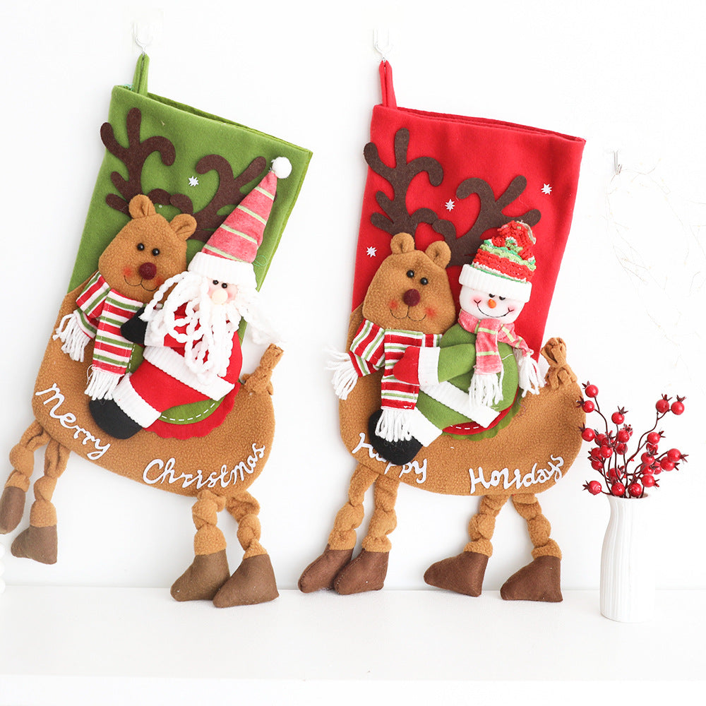 Cloth Christmas Fireplace Stocking — 5 Styles