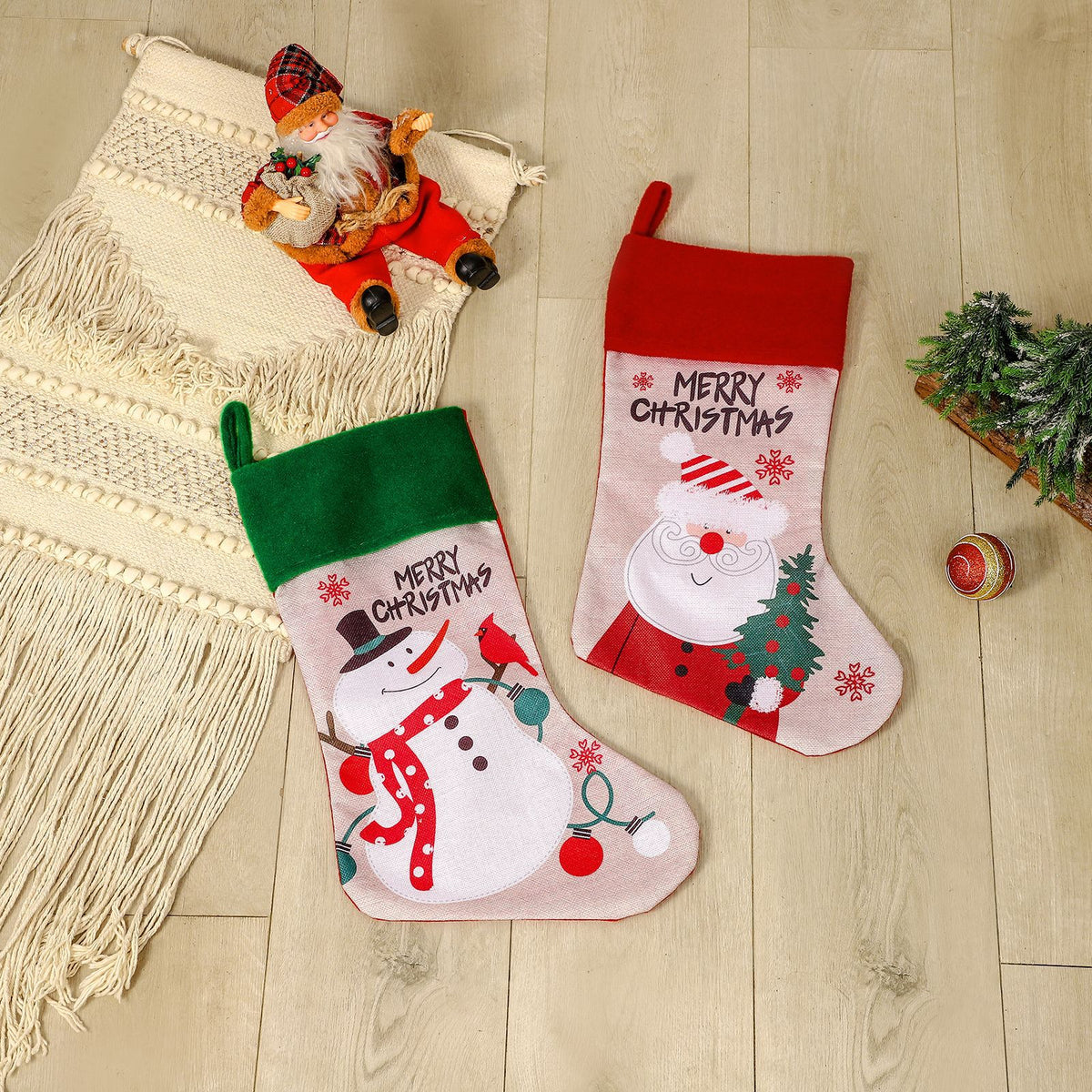 Christmas Stocking Gift Bag — Santa or Snowman