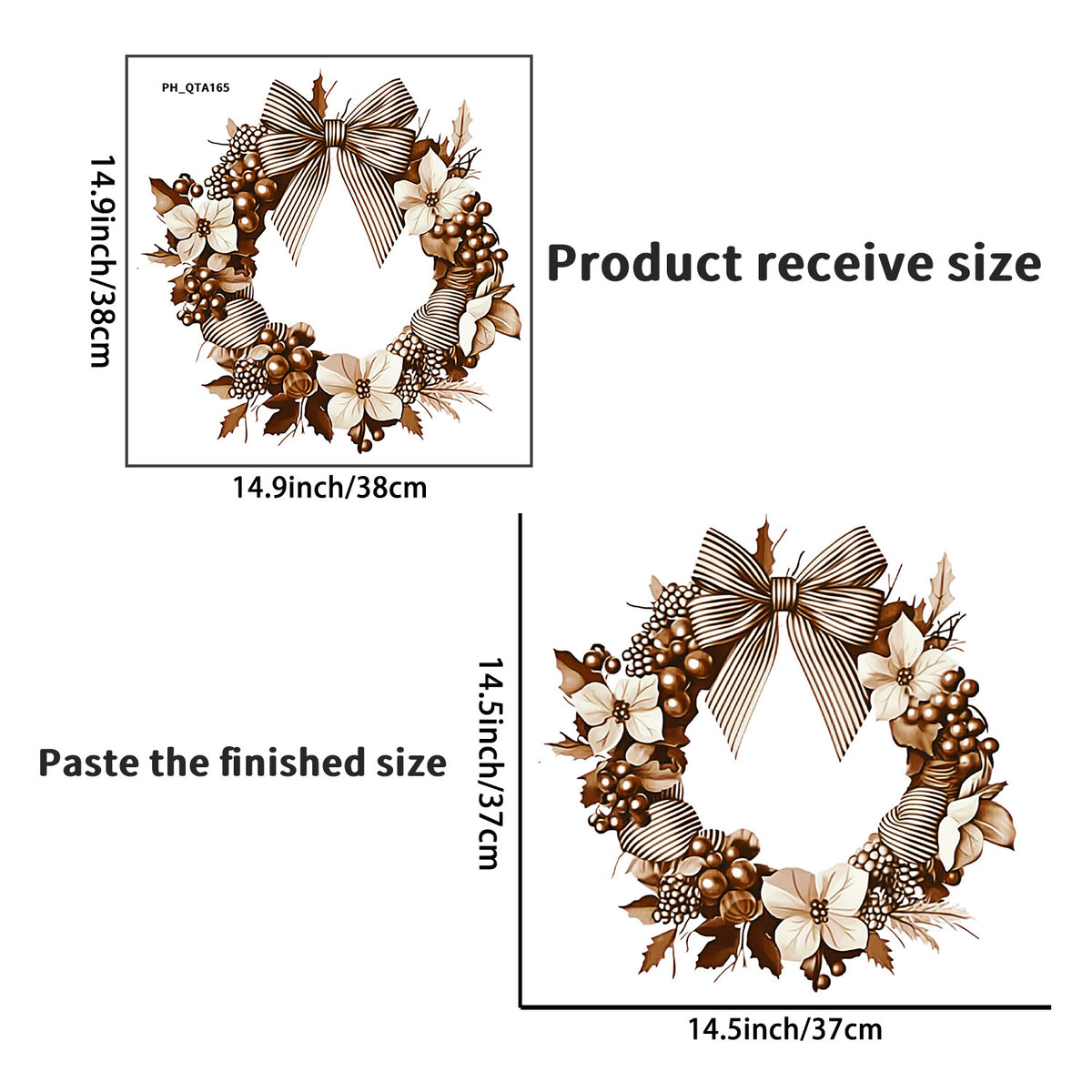 Christmas Flower & Bow Wreath Wall Sticker — 1 Piece