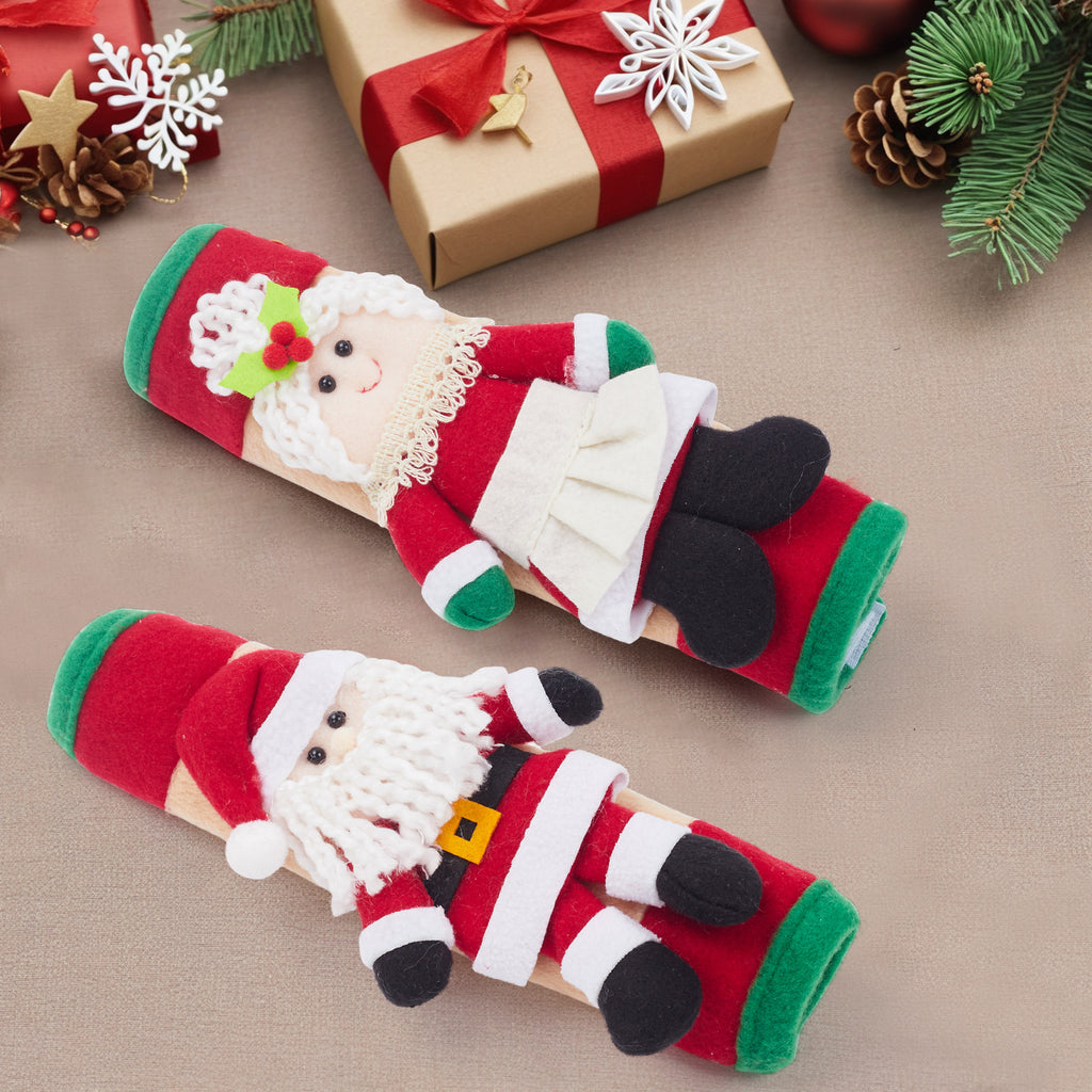 Mr. & Mrs. Claus Refrigerator Handle Decorations — Cloth Set