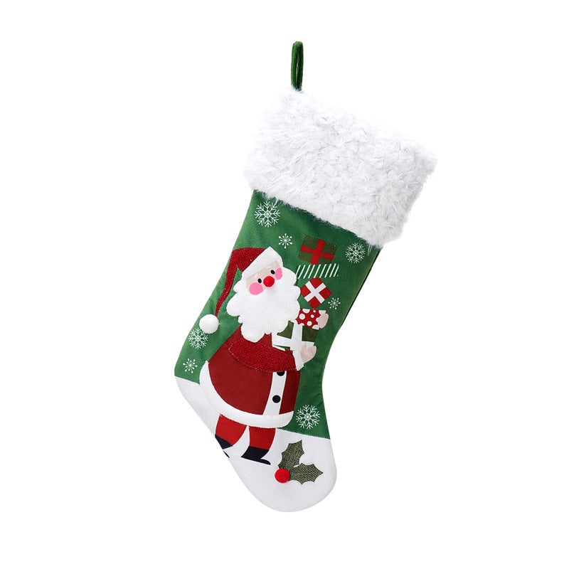Velvet-Style Christmas Stocking — Santa or Snowman
