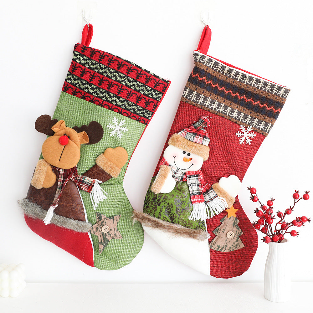 Cloth Christmas Fireplace Stocking — 5 Styles