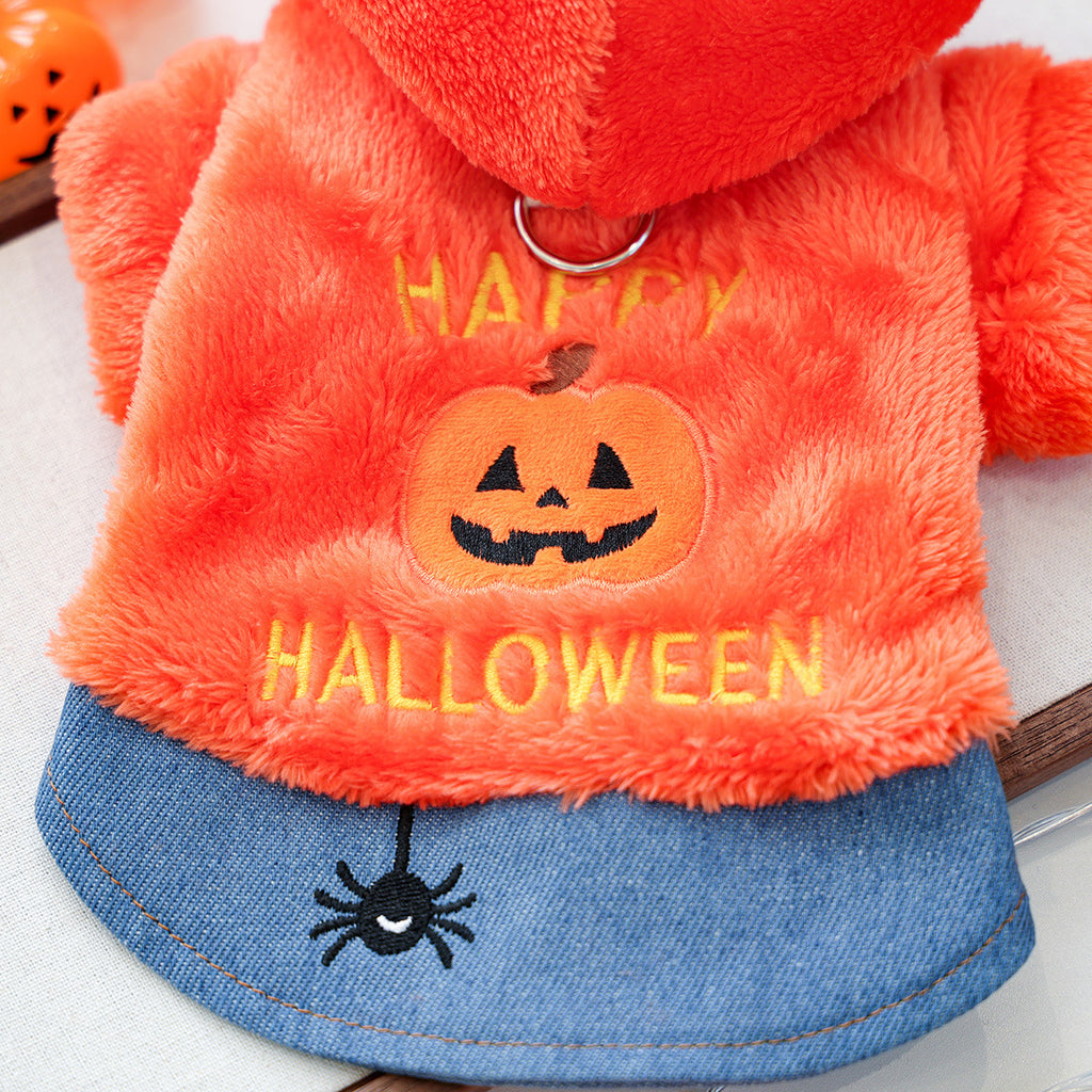 Cute Halloween Pumpkin Hoodie for Small Dogs & Cats