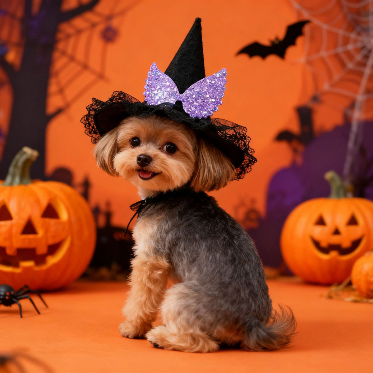 Mini Halloween Hat for Pets — Pumpkin, Bat & Spider Styles for Cats, Dogs & Rabbits