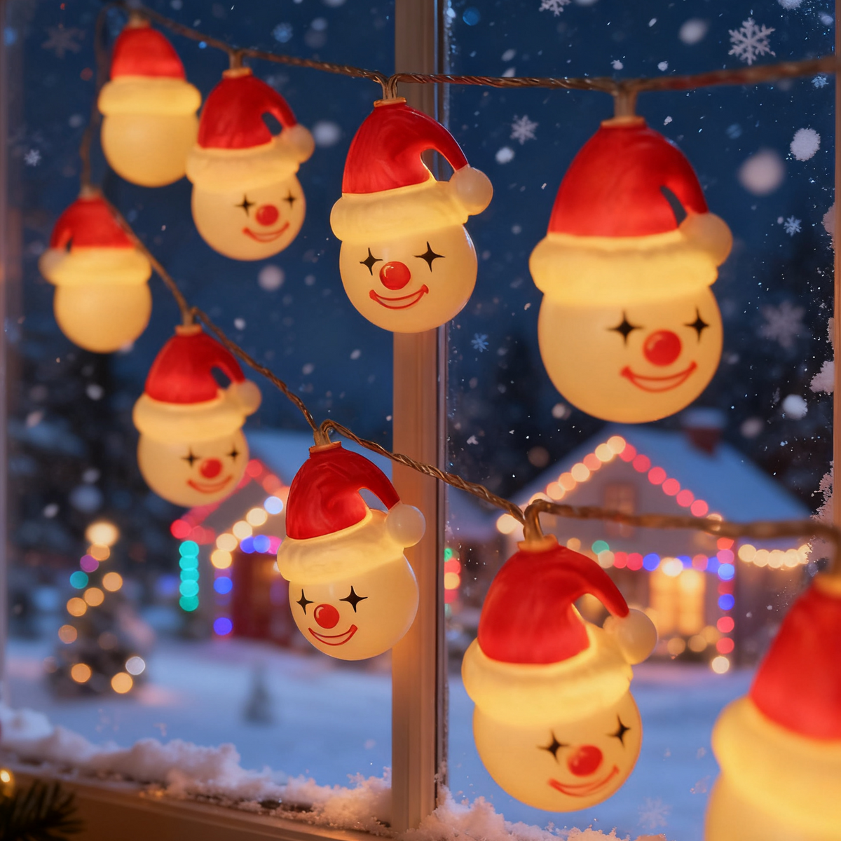 Snowman Christmas String Lights — Warm White, Battery or USB