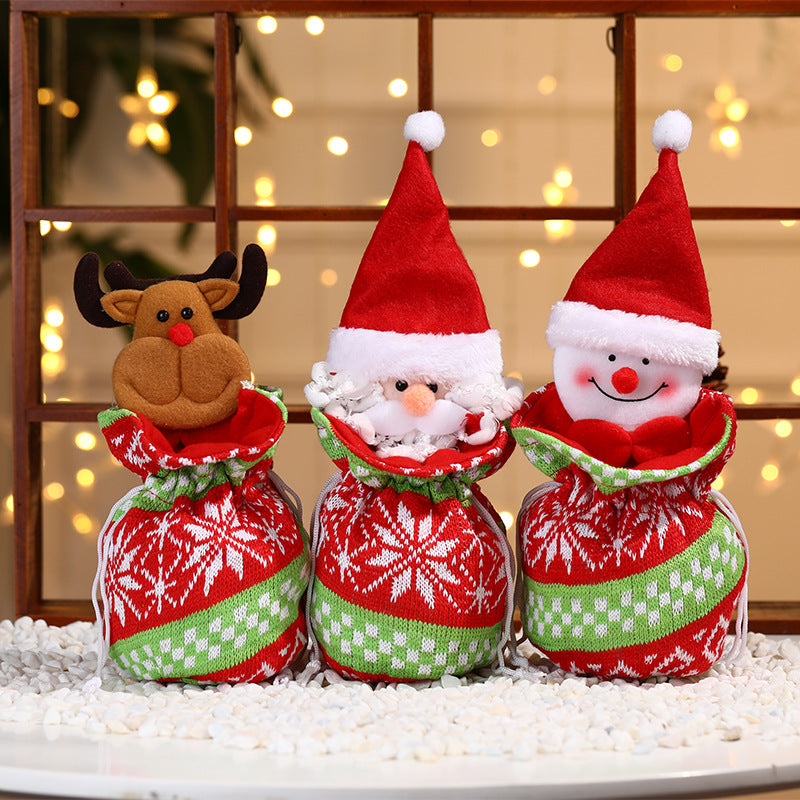 Knitted Christmas Gift Bag — Santa, Snowman or Deer